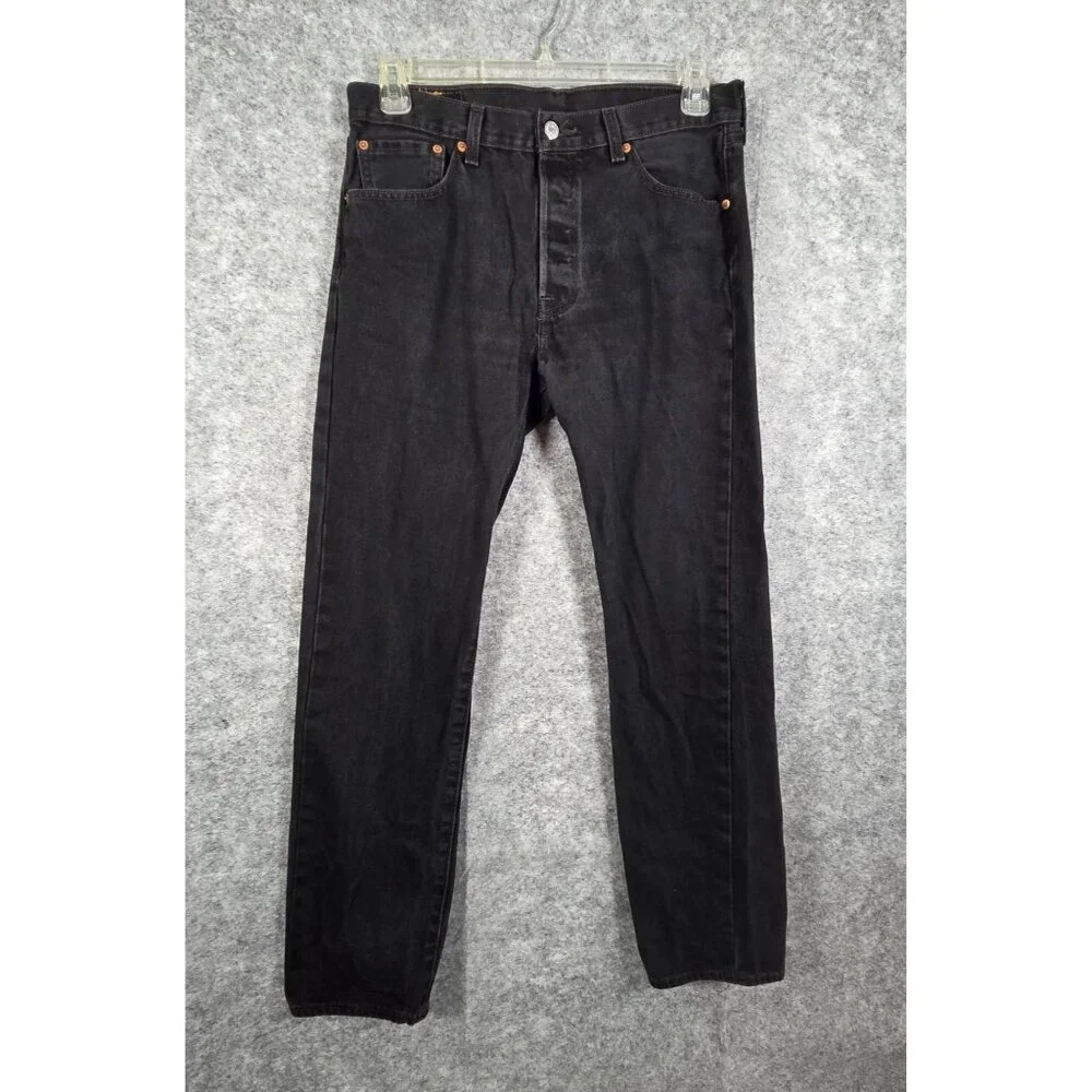 Levi's Men's Button Fly Denim Jeans Black Straight Leg Size 33x32 Classic